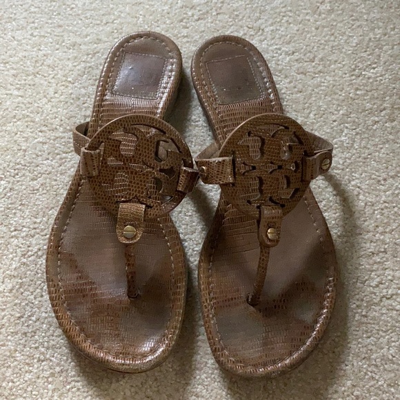 Tory Burch Snakeskin Tan Leather Sandal - Picture 1 of 1